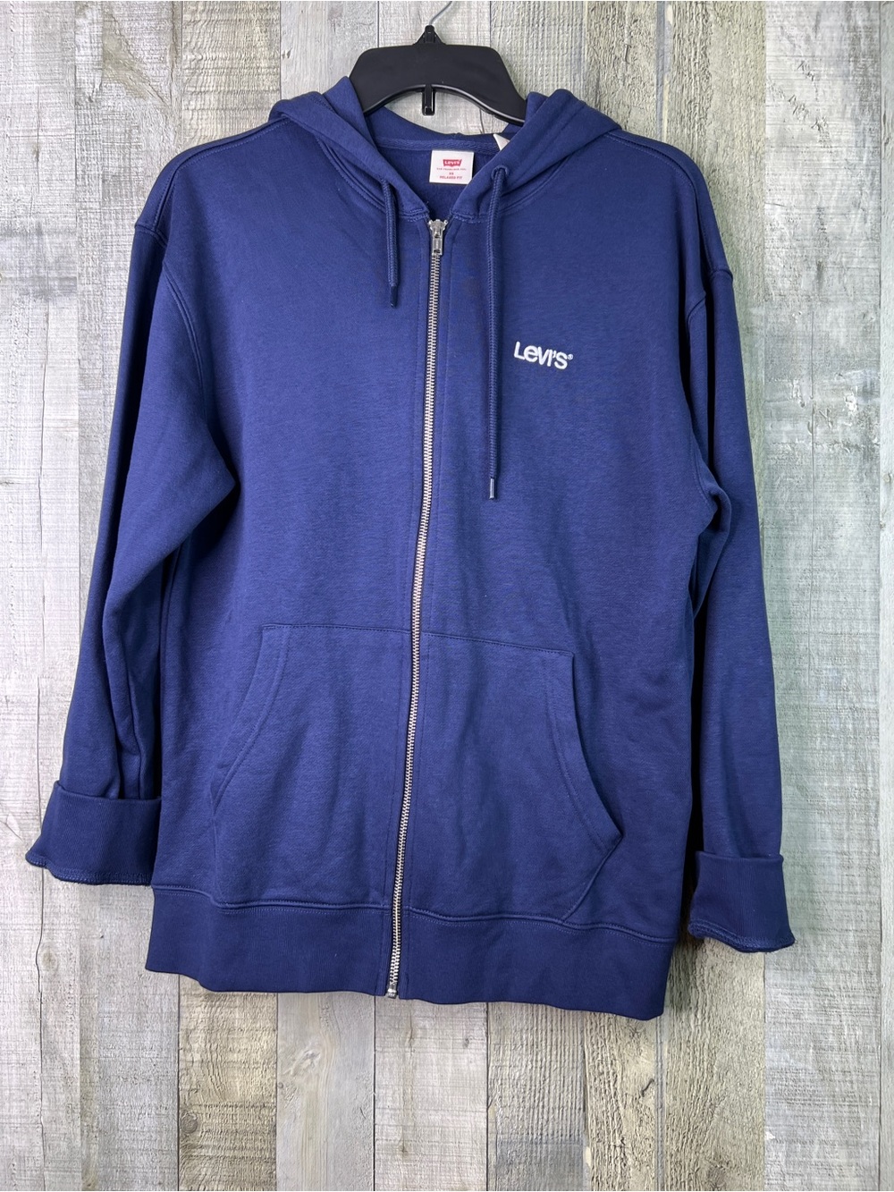 Levi’s XS Relaxed Fit Front Zip Navy Blue Hoodie Long Sleeve w/Pockets